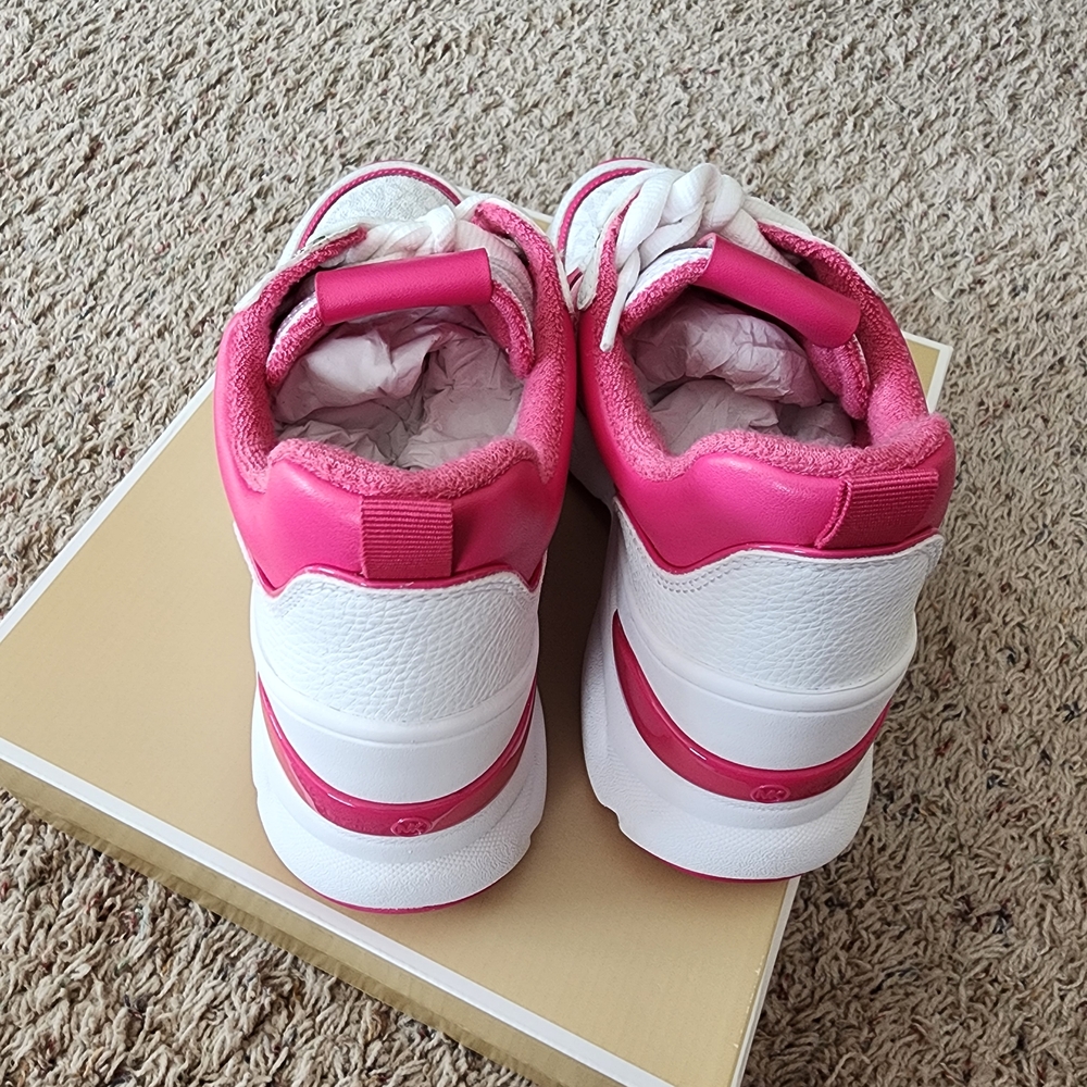 Michael Kors White and Hot Pink Women's Chunky Sneakers - Picture 3 of 4